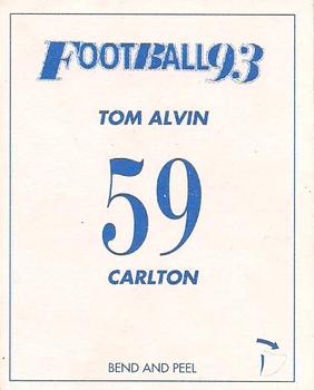 1993 Select AFL Stickers #59 Tom Alvin Back
